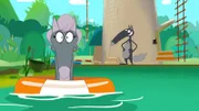 Wolfine würde sich am liebsten vor Bademeister Wolf retten.