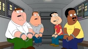 (v.l.n.r.) Peter Griffin; Joe Swanson; Glenn Quagmire; Cleveland Brown