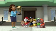 v.li.: Mayor Goodway, Skye, Marshall, Chase, Rubble, Rocky, Zuma