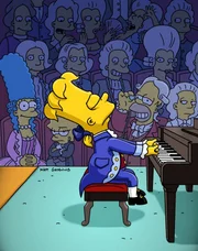 Da die Kinder Aufsätze über verschiedene historische Persönlichkeiten schreiben müssen, liest Marge ihnen in der Bibliothek diverse Geschichten vor. Bart entscheidet sich danach für Mozart ...