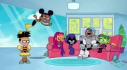 v.li.: Robin, Bumblebee, Starfire, Raven, Cyborg, Beast Boy