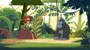 Gorilla Jack ist heute anders als sonst. Statt mit den Kindern Pirat zu spielen, hört er lieber Jonas' Flötenspiel zu.