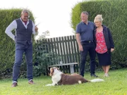 Graeme with Angela and Ian Archibald and their dog Rosie