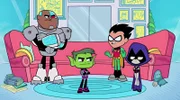 v.li.: Cyborg, Beast Boy, Robin, Raven