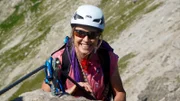 Evi Sachenbacher-Stehle im Hindelanger Klettersteig.