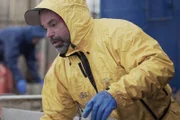 Northwestern deckhand, Matt Bradley prepares to sort crab.