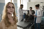 Florian Schindler (Bruno Bruni, hi. M.) wird nach einer Halloween-Party ins JTK eingeliefert. Oberarzt Dr. Matteo Moreau (Mike Adler, hi.l.) und Tom Zondek (Tilman Pörzgen, hi.r.) nehmen ihn auf. Die Ärzte bemerken, dass Florian mit sich selbst spricht. Er erklärt, dass er nicht alleine ist, er hat Besuch von seiner verstorbenen Freundin Helen Kern (Sophie Weikert, l.).