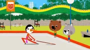 Mouk und Chavapa beobachten einen Kung Fu-Darsteller bei seinen Proben.