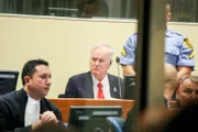 Der ehemalige bosnisch-serbische Armeegeneral Ratko Mladić bei seiner Verurteilung vor dem Tribunal in Den Haag.