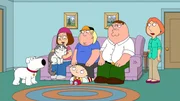 (v.l.n.r.) Brian Griffin; Pouncey; Meg Griffin; Chris Griffin; Stewie Griffin; Peter Griffin; Lois Griffin