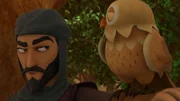 Ein seltsamer Prinz hat sich mit seiner Eule im Sherwood Forest verirrt.