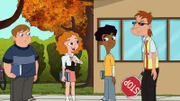 L-R: Mort Schaeffer (voiced by Gregory Michael Cipes), Melissa Chase (voiced by Sabrina Carpenter), Zack Underwood (voiced by Mekai Curtis), Elliot Decker (voiced by Christian Slater)