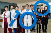 ARD PROGRAMMDIREKTION, IN ALLER FREUNDSCHAFT - DIE JUNGEN ÄRZTE  Vorabend-Weekly, immer donnerstags um 18.50 Uhr im Ersten. Im Erfurter Johannes-Thal-Klinikum wird gefeiert: Am Donnerstag, 20. Juli, läuft die 100. Folge „In aller Freundschaft – Die jungen Ärzte“ im Ersten. Seit dem Start am 22. Januar 2015 konnte die Serie ihren Erfolg kontinuierlich steigern und erreichte von Januar bis Mai 2017 durchschnittlich 2,47 Millionen Zuschauer, was einem Marktanteil von 10,0 % entspricht. In der Jubiläumsfolge werden die angehenden Chirurgen um Dr. Niklas Ahrend (Roy Peter Link) vor eine besondere Bewährungsprobe gestellt. Die beiden Freunde Marvin und Hendrik haben ihr Leben bei einer irrwitzigen Aktion aufs Spiel gesetzt und werden im Johannes-Thal-Klinikum versorgt. Schnell stellt sich heraus, dass Hendrik schwerkrank ist und auf eine dringend benötigte Spenderleber wartet. Die Ärzte tun alles, um ihren Patienten zu retten. Da naht Unterstützung von ungeahnter Seite … Im Bild v.l.n.r.: Vivienne Kling (Jane Chirwa), Dr. Matteo Moreau (Mike Adler), Dr. Theresa Koshka (Katharina Nesytowa), Julia Berger (Mirka Pigulla), Dr. Niklas Ahrend (Roy Peter Link), Ben Ahlbeck (Philipp Danne), Annika Rösler (Paula Schramm), Elias Bähr (Stefan Ruppe), Elly Winter (Juliane Fisch).