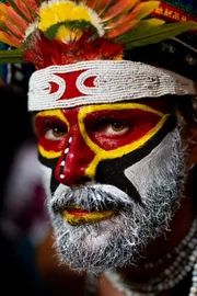 Hazen Audel in traditional tribal face paint.