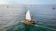 Das kleine Schiff, unsere Lizzie, auf der Überfahrt von Ramsgate nach Dünkirchen.
