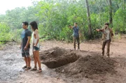 (v.l.n.r.) Chin Ho Kelly (Daniel Dae Kim), Kono Kalakaua (Grace Park), Luke (James Harvey) und Jeremy (Marshall Allman)