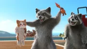Freddy und Mercury nehmen Fluffy ihr Spielzeug weg.