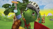 Franklin spielt den heldenhaften Ritter.