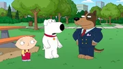 (v.l.n.r.) Stewie Griffin; Brian Griffin; George Townsend