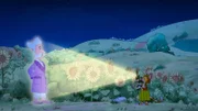 Findus staunt: Mitten in der Nacht steht plötzlich ein Mann im Bademantel im Feld der Sonnenblumen und sagt, er sei vom Mond gefallen.