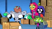 v.li.: Cyborg, Starfire, Beast Boy, Raven