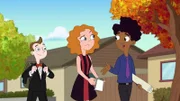 L-R: Milo Murphy (voiced by "Weird Al" Yankovic), Melissa Chase (voiced by Sabrina Carpenter), Zack Underwood (voiced by Mekai Curtis)