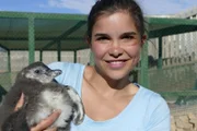 Anna kümmert sich um ein Küken. Der kleine Rudi wurde von seinen Eltern verlassen, die ihn nicht durchfüttern konnten.