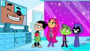 v.li.: Cyborg, Robin, Starfire, Beast Boy, Raven