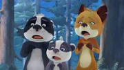 Der böse Krakabu jagt Luis, Emmie und Rosie einen großen Schrecken ein.
