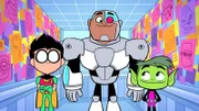 v.li.: Robin, Cyborg, Beast Boy