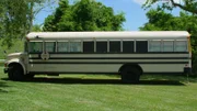 The school bus Avery Williams and his family are converting into a tiny house for him in Venice, Louisiana as seen on Tiny House, Big Living.