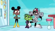v.li.: Bumblebee, Beast Boy, Cyborg