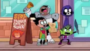 v.li.: Robin, Cyborg, Raven, Beast Boy