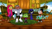 Starfire, Cyborg, Beast Boy, Raven, Robin.