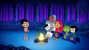 v.li.: Robin, Cyborg, Starfire, Beast Boy, Raven