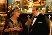 L-R: Ariadne Oliver (Zoë Wanamake), Hercule Poirot (David Suchet)