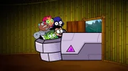 v.li.: Cyborg, Starfire, Beast Boy, Raven, Robin