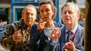 (v.li.): Wolf Bachofner (Franitschek), Ursula Strauss (Angelika Schnell), Johannes Silberschneider (Eberhard Bina).