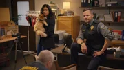 L-R: Vella Lovell as Emily Price and Joel McHale as Frank Shaw