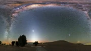 Am dunklen Nachthimmel sind die Milliarden Sterne der Milchstraße gut erkennbar. Doch eine Lichtverschmutzung, verursacht durch viele künstliche Lichtquellen, gefährdet die Sichtbarkeit der Galaxis.
