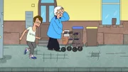 Paul Jakobs beim Joggen auf der Straße vor seiner Wohnung.
