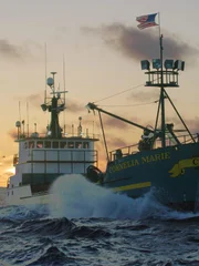 The F/V Cornelia Marie cruising at sunset.