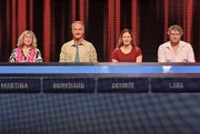 ARD GEFRAGT - GEJAGT FOLGE 891, "Alexander Bommes präsentiert beliebtes Quizformat", am Donnerstag (14.08.25) um 18:00 Uhr im ERSTEN. Aufzeichnung zum ARD-Quiz „Gefragt-Gejagt“  Die Kandidaten (v.l.n.r. am Panel): Martina Peine, Burkhard Wagner, Desirée Hofer, Lars Rauhut.