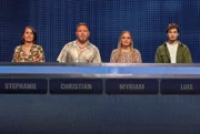 ARD GEFRAGT - GEJAGT FOLGE 893, "Alexander Bommes präsentiert beliebtes Quizformat", am Montag um 18:00 Uhr im ERSTEN. Aufzeichnung zum ARD-Quiz „Gefragt-Gejagt“  Die Kandidaten (v.l.n.r. am Panel):  Stephanie Groß, Christian Fath, Myriam Mehl, Luis Alberti.