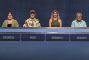 ARD GEFRAGT - GEJAGT FOLGE 892, "Alexander Bommes präsentiert beliebtes Quizformat", am Freitag (15.08.25) um 18:00 Uhr im ERSTEN. Aufzeichnung zum ARD-Quiz „Gefragt-Gejagt“  Die Kandidaten (v.l.n.r. am Panel):  Chantal Baisch, Fred Bauer, Deborah Göb, Helmut Kruck.