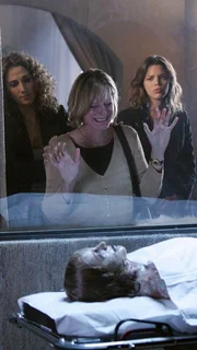 Aiden (Vanessa Ferlito, l.) und Stella (Melina Kanakaredes, r.) bitten Mrs. Recchi (Rosalee Mayeux), ihre tote Tochter (Sarah Amstutz) zu identifizieren. Aiden (Vanessa Ferlito, l.) und Stella (Melina Kanakaredes, r.) bitten Mrs. Recchi (Rosalee Mayeux), ihre tote Tochter (Sarah Amstutz) zu identifizieren.