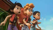 Zoe, Alexander und Finn trauen ihren Augen nicht, als sie morgens auf der Pirate Academy an Deck kommen.