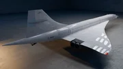 Grafische Darstellung eines Concorde-Flugzeugs.