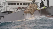 F/V Wizard pulls up a big pot of Bairdi.