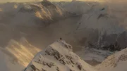Programme Name: Brian Cox‚Äôs Adventures in Space and Time - TX: n/a - Episode: Brian Cox‚Äôs Adventures in Space and Time - Ep2 Aliens: Are We Alone? (No. 2) - Picture Shows: standing on top of a snowy mountain. Professor Brian Cox - (C) BBC  - Photographer: Production